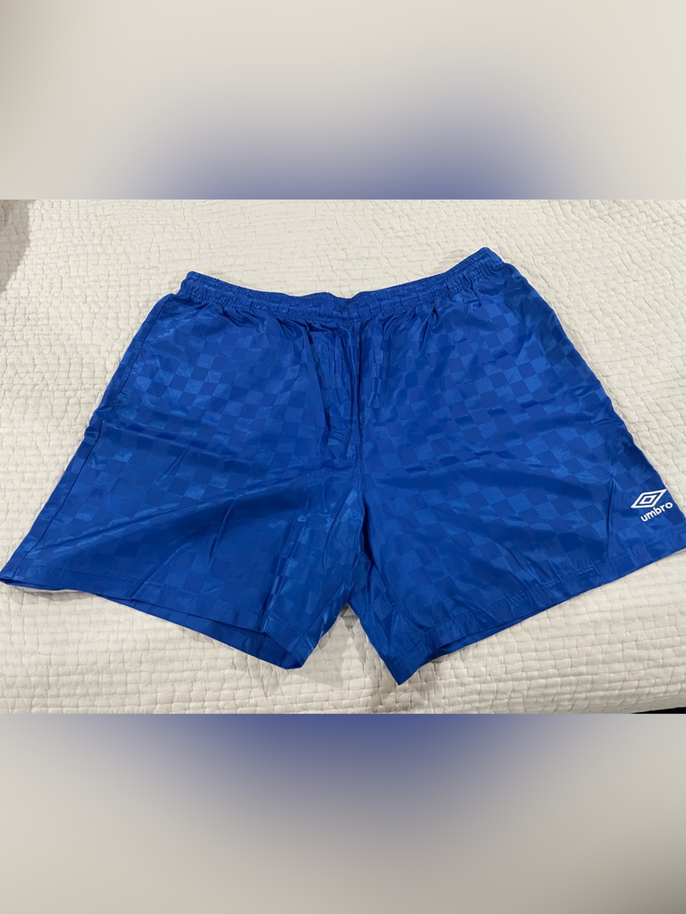 Umbro Men's Blue Checkered Athletic Shorts